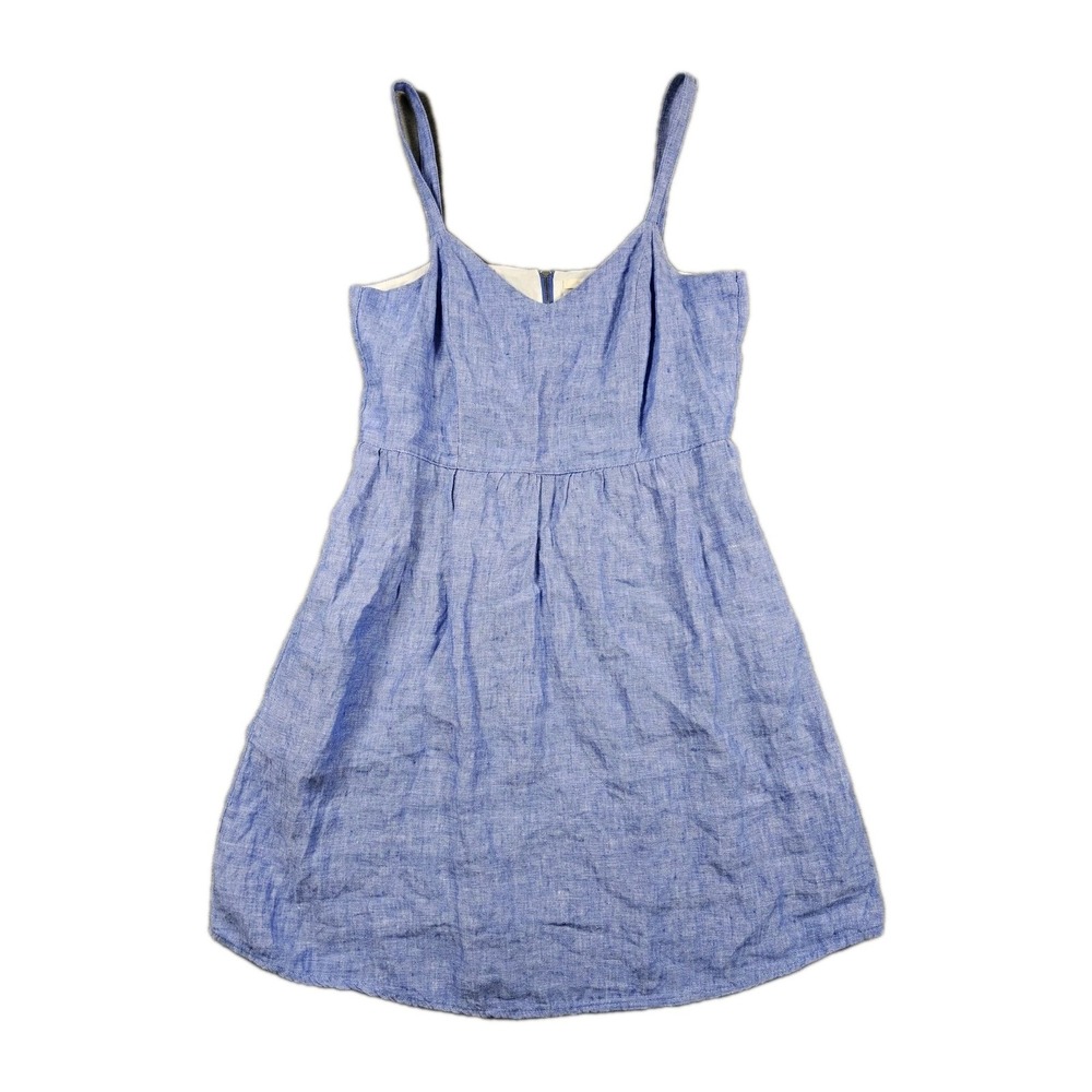 Cynthia Rowley 100% Linen Sundress Womens Medium Blue A Line Fit Flare‎ Lined